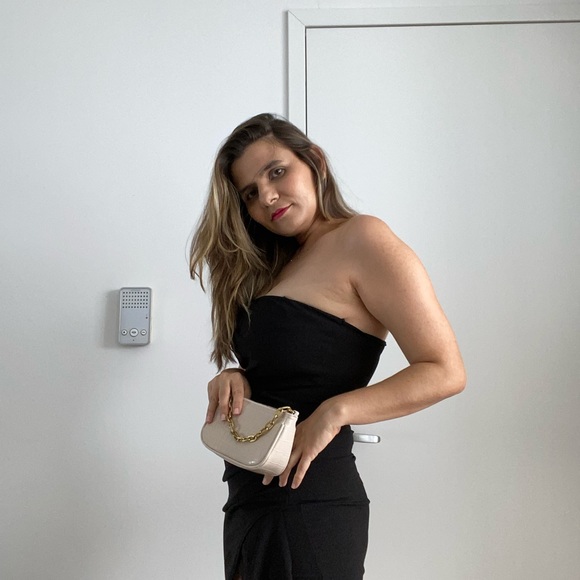 Most Wanted Mini Beige Minimal Bag with Leather and Chain Straps - Picture 6 of 11